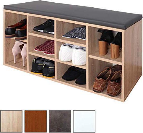 
                
                    
                    
                

                
                    
                    
                        RICOO Banco de Armario Zapatería WM033-ES-A Estanterías con Asientos Acolchado para la casa Entrada de Madera Baúl Botas Banco Zapatero de Almacenamiento Zapatos Color Robel Sonoma y Gris Antracita
                    
                

                
                    
                    
                
            