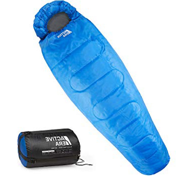 Saco de Dormir Tipo Momia (300 g/m²) 3-4 Estaciones. Capucha y Cuello con cordón