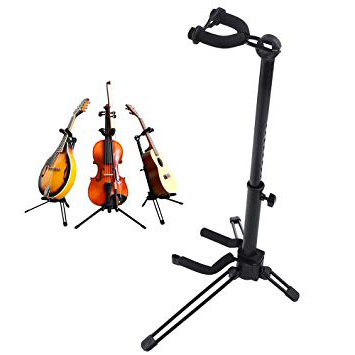 Rayzm Stand para Violín con Soporte para Arco, Trípode Graduable y Plegable de Metal para Violín/Ukelele/Mandolina, Fácil de Montar.