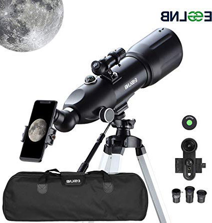 ESSLNB Telescopio Astronomico 40080 Telescopio Astronomico Profesional con 10X Adaptador de Telefono Ajustable Trípode 3X Barlow Lente Bolsa de Transporte y Filtro Lunar