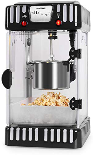 Klarstein Volcano - máquina de palomitas de maíz , retro , palomitero , 300 W , extraíble , iluminación interior , aprox. 60 l/h , puerta con cerradura magnética , cuchara dosificadora , negro