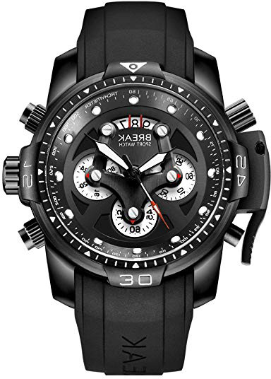 BREAK Relojes de Cara Grande para Hombres, Fecha Luminosa Reloj Multifuncional Diseño único Moda Casual Cuarzo Impermeable Top Marca de Lujo