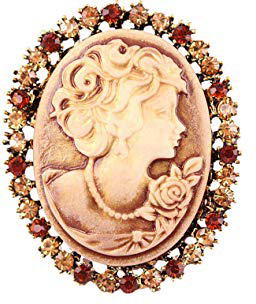 FENICAL Broche de Camafeo Vintage de Cabeza de Reina con Diamantes de Imitación Decoraciones de Ropas Regalo Ideal para Mujeres Niñas para Navidad Fiestas (Dorado)
