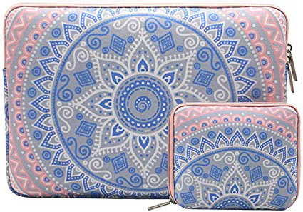 MOSISO Funda Protectora Compatible con 12.3 Pulgadas 2018 Surface Pro 6/5, 11-11.6 Pulgadas MacBook Air, Tableta de Ultrabook, Bolsa Blanda de Patrón Mandala con Pequeña Caja, Azul y Rosa