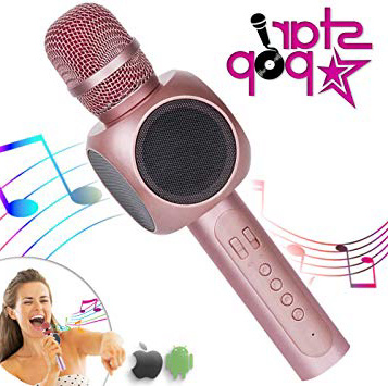 STARPOP Micrófono Inalámbrico Karaoke con Altavoz Portátil Bluetooth | 2 Altavoces Incorporados Perfecto para Karaoke | Compatible iPhone Android iPad PC AUX | Batería Larga Duración | Rose Gold