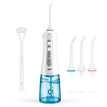 Irrigador Bucal Portátil de 300ml iTeknic Irrigador Dental Portátil Profesional USB Recargable con 3 Modos 4 Boquillas Impermeable IPX7 para Higiene Dental Limpieza Dental Ideal para Viaje