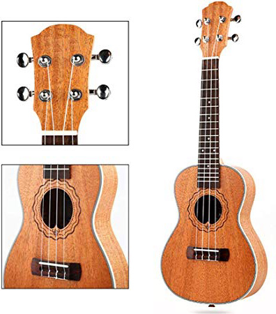 Kbsin212 - Ukelele de Concierto (223 Pulgadas, 4 Cuerdas, Caoba, Madera de Palisandro, para Principiantes o Jugadores básicos), Gran diversión para Adultos Principiantes y niños