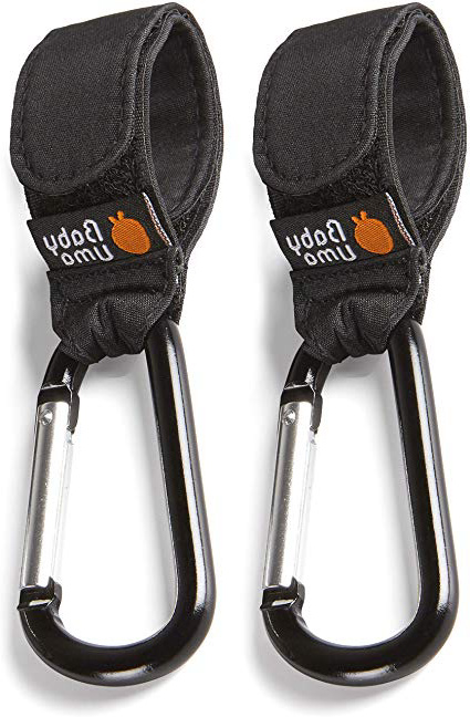 Ganchos Carrito Bebé, Baby Uma - Engancha tus bolsas de la compra, bolso o cambiador en el manillar de la Sillita, Cochecito o Silla de Ruedas. Pack de 2. Ajuste Universal