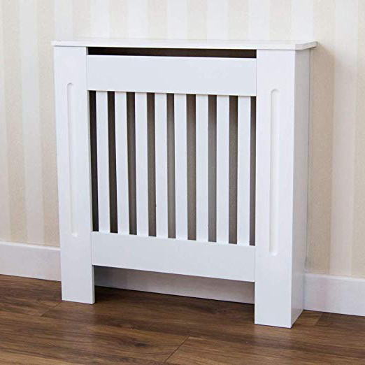 Home Discount Cubre radiador Chelsea, diseño de Moderno con Lamas de DM Pintado de Color Blanco Small