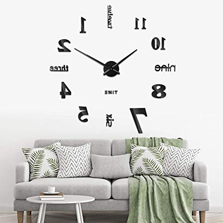 SOLEDI Reloj de Pared 3D DIY Reloj de Etiqueta de Pared Decoración Ideal para la Casa Oficina Hotel Restaurante, llenado Pared Vacía 3D Reloj (Negro)