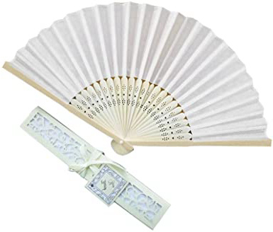 Ventilador Plegable Seda abanicos Boda para Invitados Personalizado Abanico Novia Boda Fans de Seda Impresionantes con Caja de Regalo Favores de Boda Fiesta en la Playa