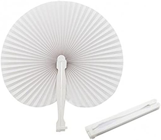 Abanicos blancos plegables de plástico y papel, para fiestas y eventos (50 unidades)