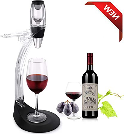 TOMORAL Set de Regalo de aireador de Vino Deluxe – Kit de Accesorios de Vino con decantador de aireador de Vino, Torre de Almacenamiento, Amantes del Vino y entusiastas (Black)