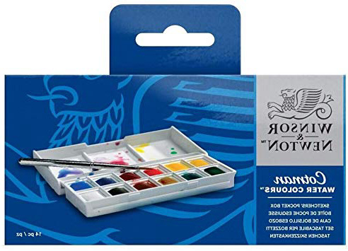 Winsor & Newton Sketcher Cotman Caja plástica de acuarela, 12 medio Godet