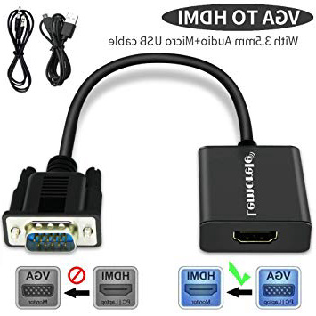 Lemorele VGA a HDMI Adaptador con Audio 1080P 60Hz Conversor VGA Macho a HDMI Hembra Conexión de Computadora Portátil, PC, TV Box con Salida VGA a HDTV, Monitor, Proyector con Entrada HDMI-Negro