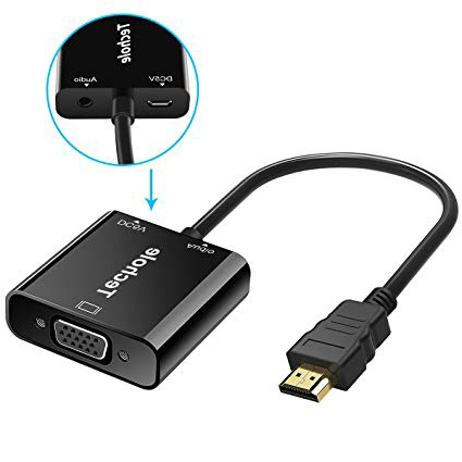 Adaptador HDMI a VGA, Techole HDMI a VGA (Macho a Hembra) 1080P Convertidor con Audio y Mirco USB Cable de Carga para PC, Portátiles, HDTV Proyectores, PS4/3 XBOX y Otros Dispositivos HDMI