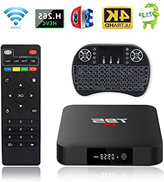 Android TV Box, T95 S1 TV Box 2GB RAM/16GB ROM Android 7.1 Amlogic S905W Quad Core Soporte 2.4GHz WiFi H.265 4K HDMI DLNA Reproductor Multimedia con Mini Teclado Inalámbrico