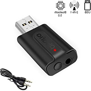 Abafia Adaptador Bluetooth USB V5.0, 2-en-1 Receptor Bluetooth y Transmisor Bluetooth, con Audio Inalámbrico 3.5MM Cable, para TV y PC, Audio del Automóvil