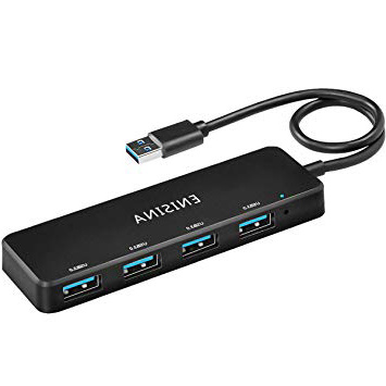 Enisina Hub USB de 4 Puertos (USB 3.0, Ultrafino, para Dispositivos compatibles con USB), Color Negro