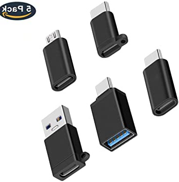KLJ - Adaptadores de USB-C a Micro USB (Macho a Hembra a Hembra a Macho) USB 3.0 (Macho a Hembra a Hembra a Macho), 5 Unidades, Color Negro