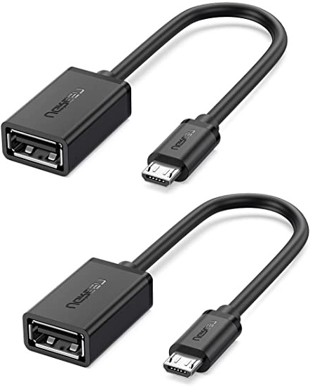 UGREEN Cable OTG Micro USB Android, Adaptador Micro USB 2.0 OTG Macho a Hembra Convertidor para Tablet Samsung Galaxy Tab S2, Teléfono Móvil, Cámara DJI Spark, Grabadora de DVD etc, 2 Unidades