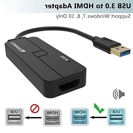 FOINNEX Adaptador USB HDMI Sólo Compatible con Windows 10/8.1/8/7 (NO XP/Vista/Mac OS), Convertidor/Conversor USB 3.0 a HDMI con Audio 1080P Video para Surface Pro,PC,Portátil a TV,Monitor,Proyector…