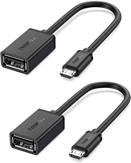 UGREEN Cable OTG Micro USB Android, Adaptador Micro USB 2.0 OTG Macho a Hembra Convertidor para Tablet Samsung Galaxy Tab S2, Teléfono Móvil, Cámara DJI Spark, Grabadora de DVD etc, 2 Unidades