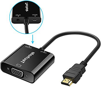 Adaptador HDMI a VGA, Techole HDMI a VGA (Macho a Hembra) 1080P Convertidor con Audio y Mirco USB Cable de Carga para PC, Portátiles, HDTV Proyectores, PS4/3 XBOX y Otros Dispositivos HDMI