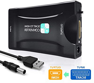 SCART a HDMI Convertidor,PORTHOLIC Euroconector a HDMI Adaptador 1080P SCART 2 HDMI Adaptador Entrada Scart Salida HDMI para HDTV,DVD BLU-Ray,Monitor,Proyector,STB,VHS,PS1,PS2,Xbox,Wii
