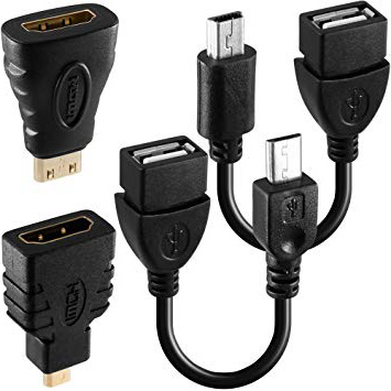 AFUNTA Adaptador USB OTG Tablet Android Juego de cables micro-; Otg Mini USB; HDMI hembra a Micro HDMI macho; Dispositivos HDMI Mini-HDMI estándar para activar