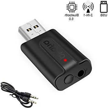 Abafia Adaptador Bluetooth USB V5.0, 2-en-1 Receptor Bluetooth y Transmisor Bluetooth, con Audio Inalámbrico 3.5MM Cable, para TV y PC, Audio del Automóvil