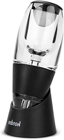 hotder Wine Aireador de Vino Tinto con Base para Vino Tinto, Negro.
