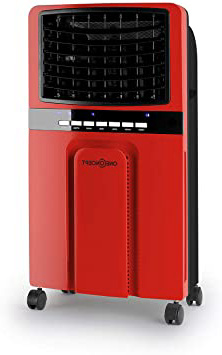 oneConcept Baltic Red 2020 Edition - Enfriador de aire, Bajo consumo, Funcion refrigerador, Purificador aire, Humidificador, Caudal 400m³/h, 65W, 3 potencias, Rojo
