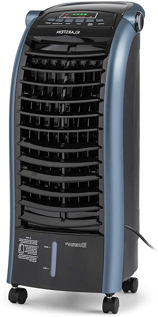 KLARSTEIN Maxfresh - Enfriador de Aire 3 en 1, Climatizador evaporativo, 55 W, 444 m³/h, 4 velocidades, 3 Modos: Normal, Naturaleza, Noche, Temporizador hasta 15 h, Capacidad: 6 L, Azul