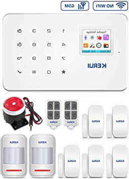 KERUI G18 Sistema Alarma gsm(NO WiFi) Inalámbrico Control Remoto por Call/SMS/App - Kit Alarma Antirrobo Casa DIY con Sensor Puerta/Detector Movimiento PIR/Mando a Distancia para Hogar/Tienda/Garaje