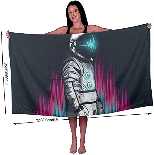 Yocmre Toalla de baño Astronauta Radio Impreso Microfibra Toalla de Playa/Piscina/baño para Unisex 130 * 80 cm (52x32 Pulgadas) Súper Suave, Altamente Absorbente