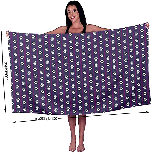 Yocmre Toalla de baño Huella de Perro Impreso Microfibra Toalla de Playa/Piscina/baño para Unisex 130 * 80 cm (52x32 Pulgadas) Súper Suave, Altamente Absorbente