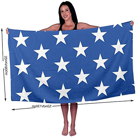 Yocmre Toalla de baño Blue Star Impreso Microfibra Playa/Piscina/Toalla de baño para Unisex 130 * 80 cm (52x32 Pulgadas) Súper Suave, Altamente Absorbente