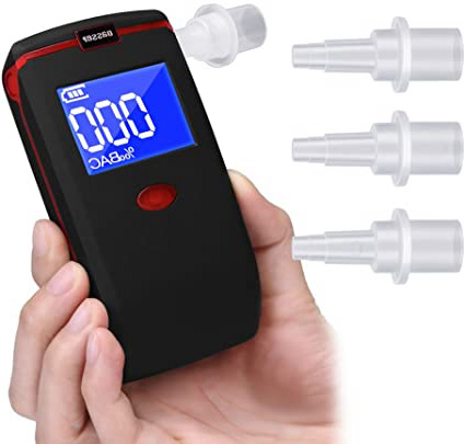 







oasser Alcoholímetro Respiratorio Digital Portátil con Pantalla LCD Incluye 4 Boquillas Desechables Semi-Conductor de la Tecnología de Sensor (Negro)







