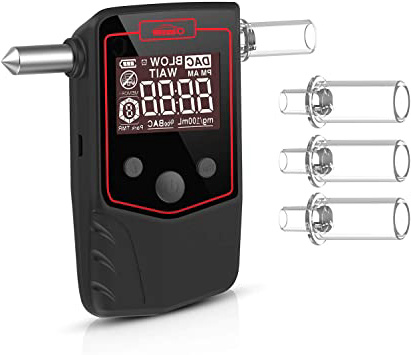 







oasser Alcoholímetro Digital Homologado 4 Boquillas Profesional Recargable Pantalla LCD Retroiluminada Pila de Litio Sensor Semiconductor Coche Portátil T6






