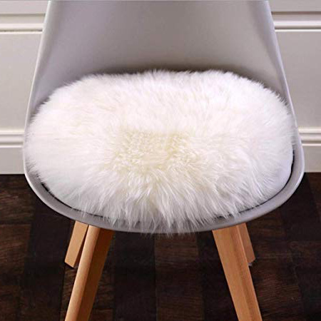 HLZDH Oveja de Piel sintética Felpudo Alfombra Antideslizante Lujosa Suave Lana Artificial Alfombra para salón Dormitorio baño sofá Silla cojín (45 x 45 CM, Blanco)