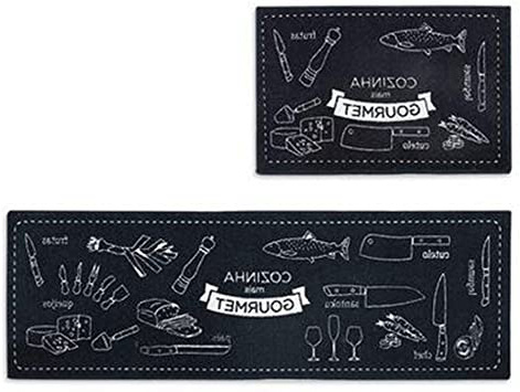Jiyaru 2pcs Alfombras para Cocina Baño Moderna Absorción de Agua y Aceite Felpudo Lavable a Máquina Armada