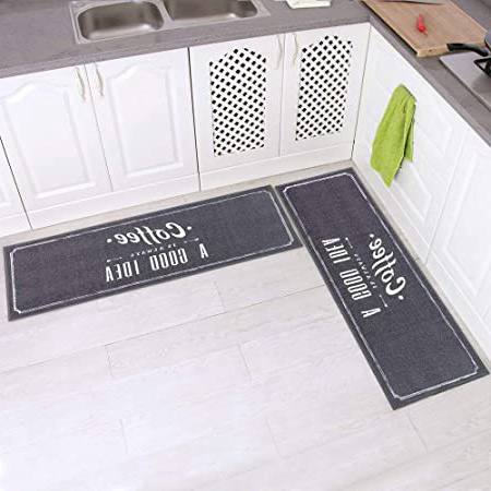 Carvapet Alfombras Cocina Lavable Antideslizante Alfombrilla de Goma Alfombra de Baño Alfombrillas Cocina (Café Gris)
