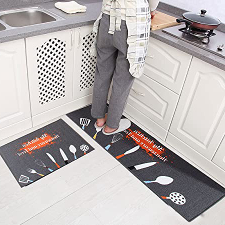Levoberg - Lote de 2 alfombras de cocina, antideslizantes, absorbentes, para colocar delante del fregadero o la lavadora, 40 x 60 cm y 40 x 120 cm