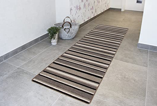 Andiamo Plano Läufer mit Streifen Alfombra, Polipropileno, Beige-Grau, 133 x 65 x 0.5 cm