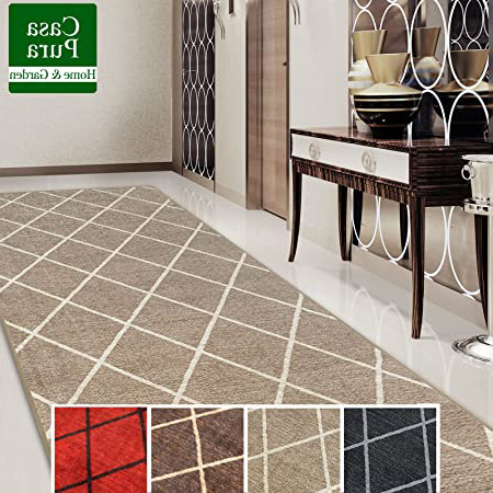casa pura Alfombra Pasillo Diamante - Alfombras Largas de Diseño | CONSENZA | Alfombras Patrón Diamante Antideslizante | 100% Poliamida | 16 Tamaños, (Beige, 80x400cm)