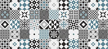 Alfombra VINILICA Estampada Vinilo DE PVC FÁCIL Limpieza Antideslizante Acolchada BALDOSA HIDRÁULICA Azul (40X60cm)