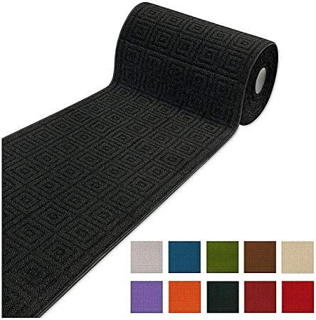 Alfombra de pasillo de cocina a medida, por metro h57 cm tejido 3D bordado color liso antideslizante mod. Evita