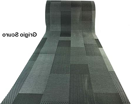 Casatessile QUADRILAND Moderno Vinilo y Alfombra Antideslizante - Grigio Scuro