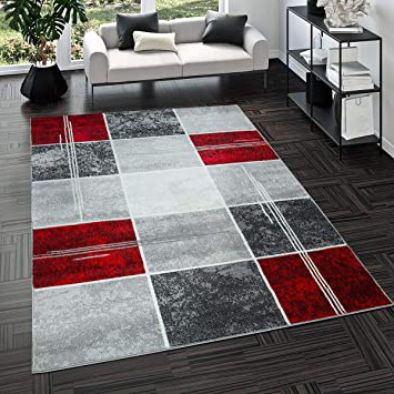 







T&T Design Alfombra De Salón Moderna Económica Diseño Cuadros En Gris Rojo Al Mejor Precio, Größe:160x220 cm






